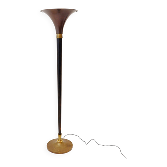 Lampadaire Art déco en métal et laiton
