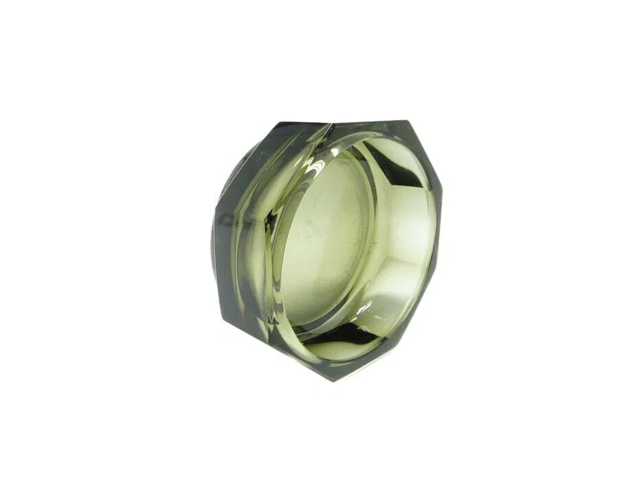 Art Deco Caddy, Olivine Crystal, Moser, Czechoslovakia, 1930s