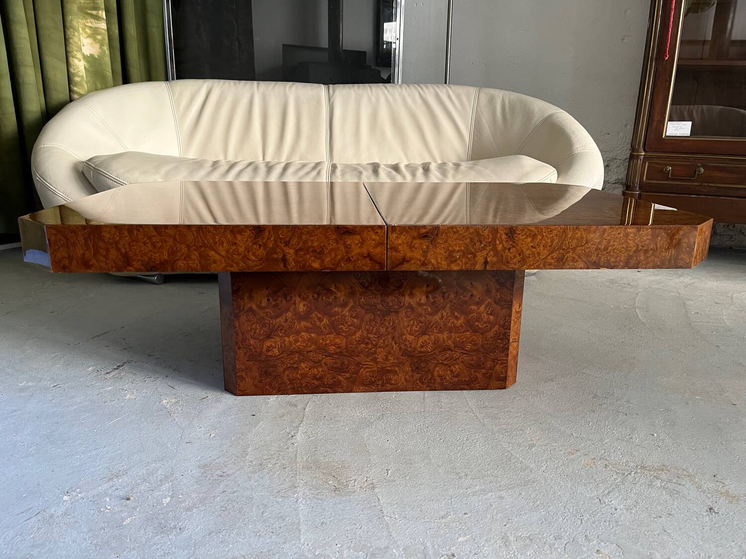 1970s elm burl coffee table / bar