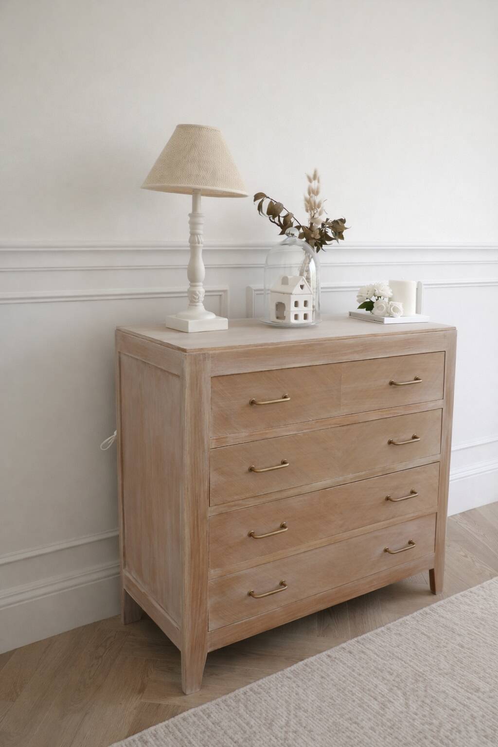 Vintage commode in bleached wood.