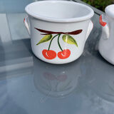 2 terrine pots deco cherries Vintage