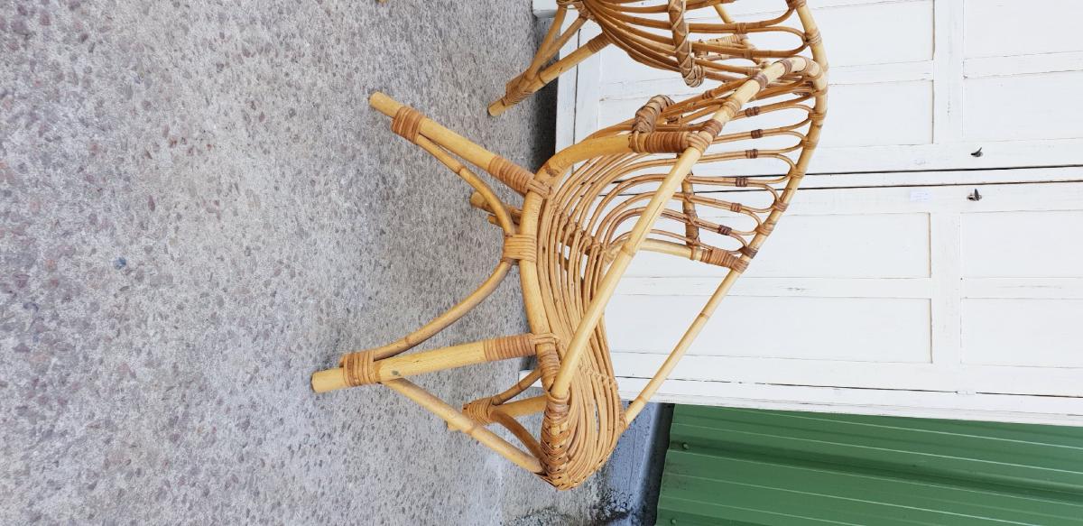 Paire de fauteuils en rotin vintage