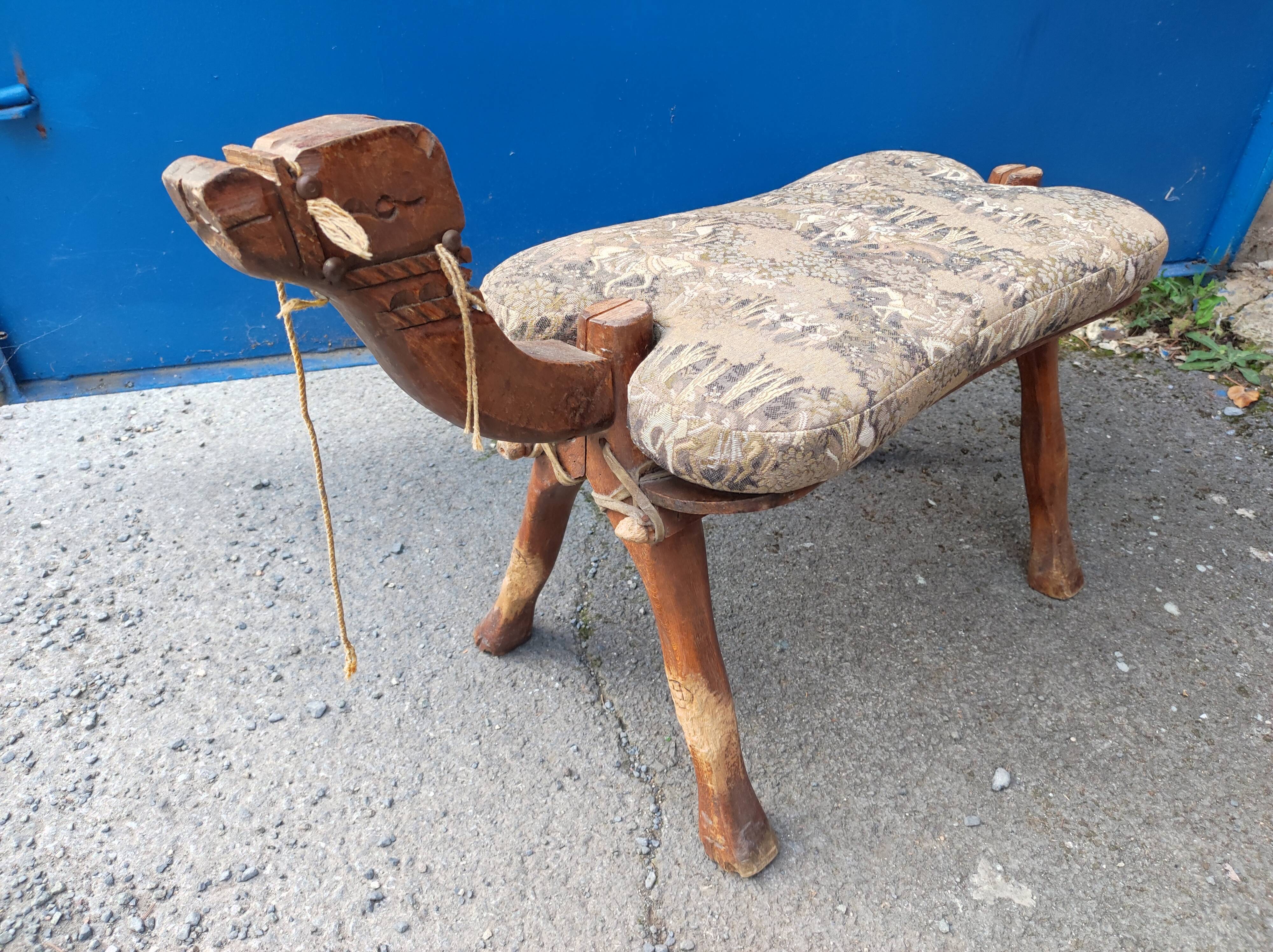 Footrest camel wood ottoman saddle camel oriental style