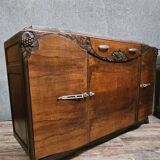 Sideboard in a row, Art Deco period, in mahogany.
