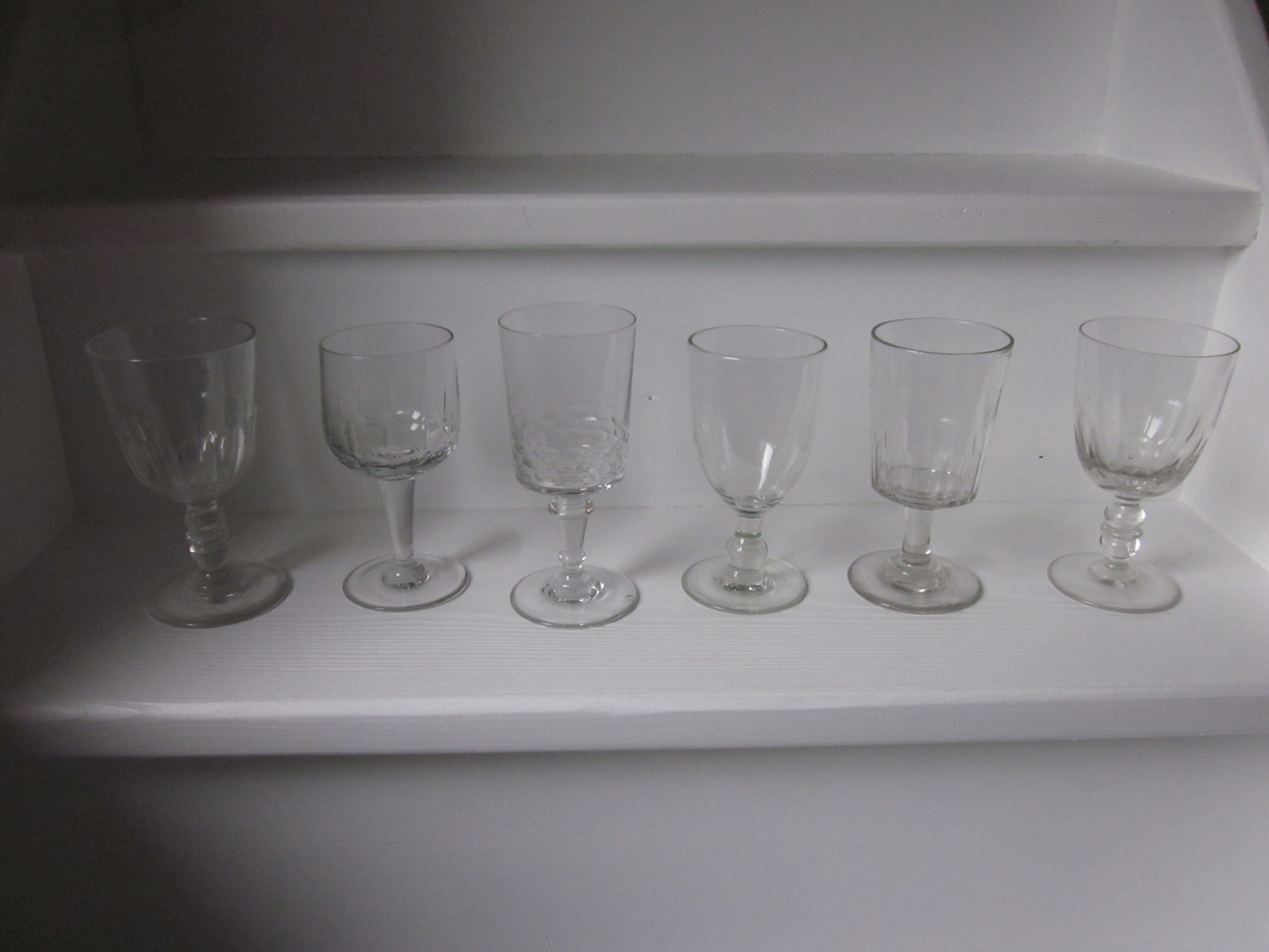 Batch of 6 old glass glass blown depareillè