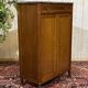 Small Louis XVI style cabinet in mahogany, oak, and marble top.