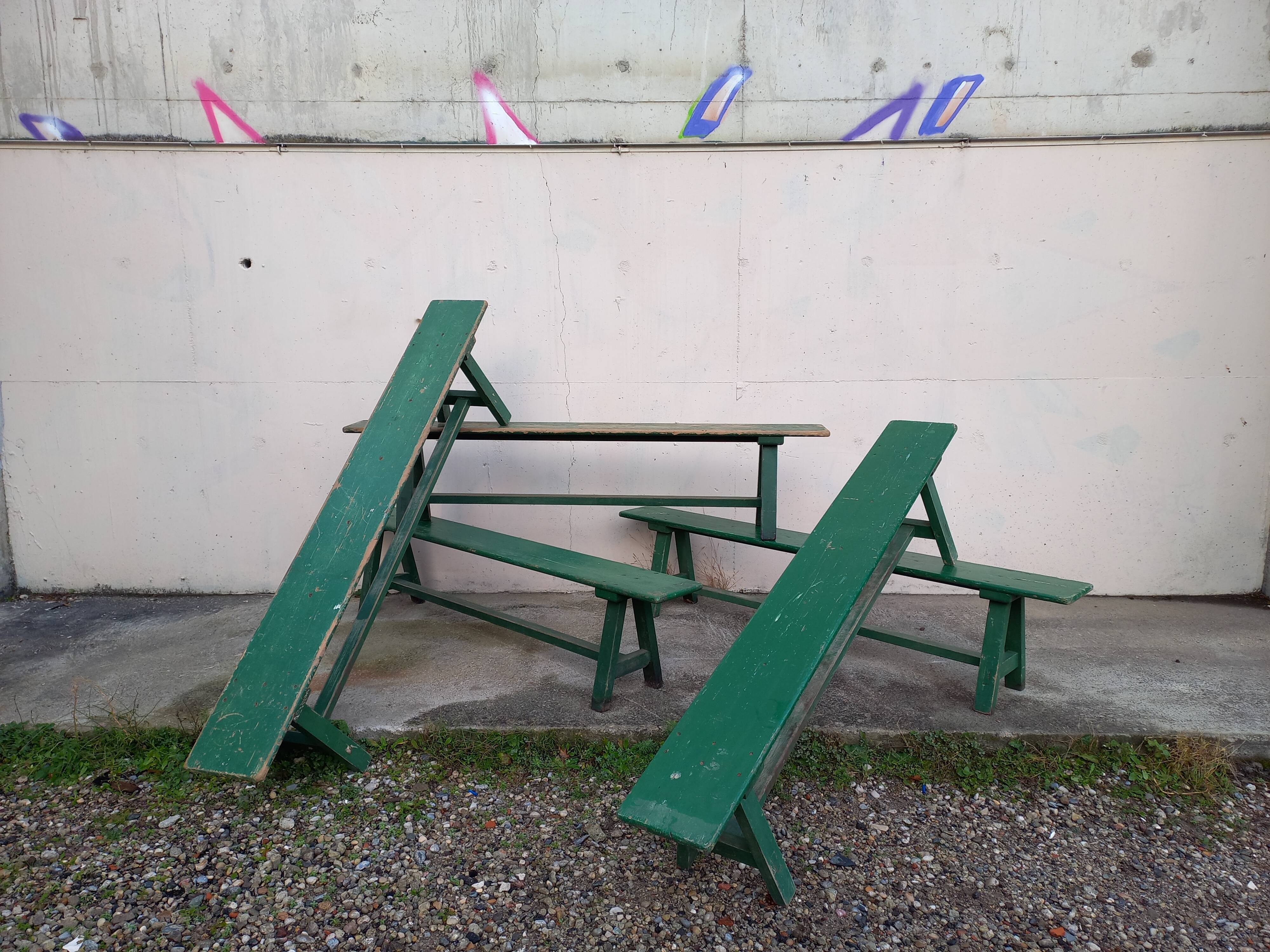 Benches of guinguettes, lot of 5