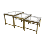 Brass and glass pull out tables 70