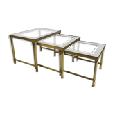 Brass and glass pull out tables 70