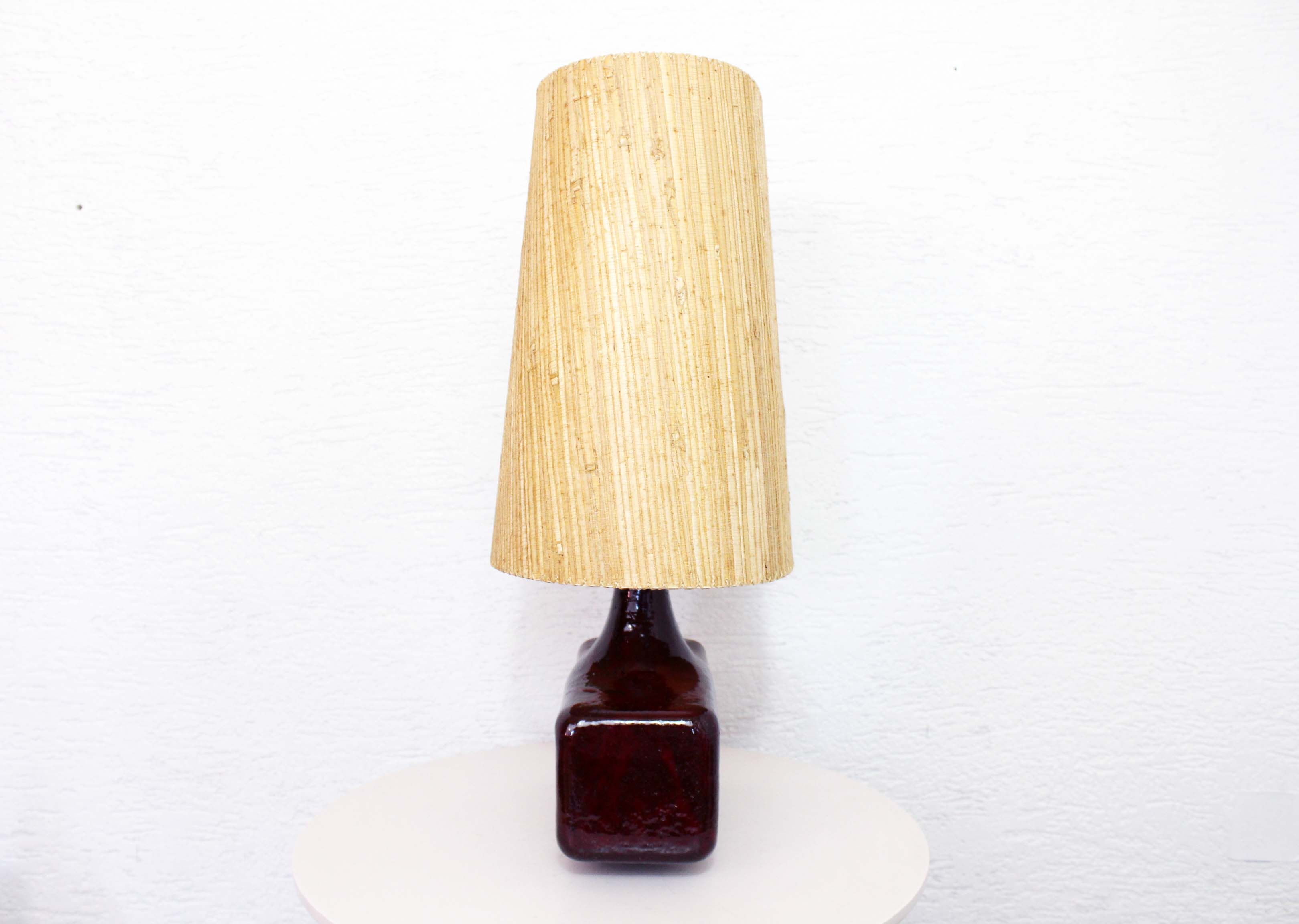 Beautiful ceramic table lamp and 60s straw