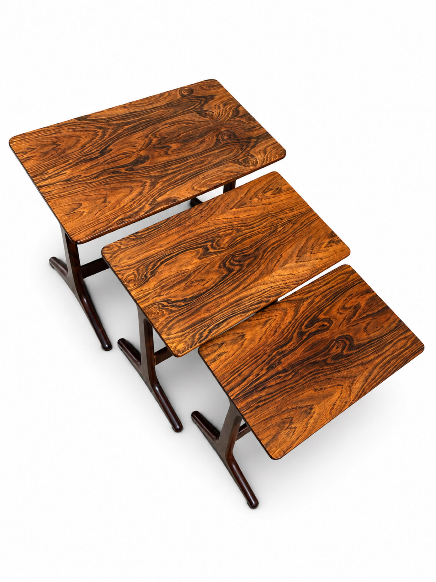 Nesting tables in rosewood by Kai Kristiansen