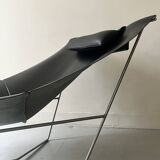 Semana design armchair in black leather and steel by D.Weeks, limited edition 1980