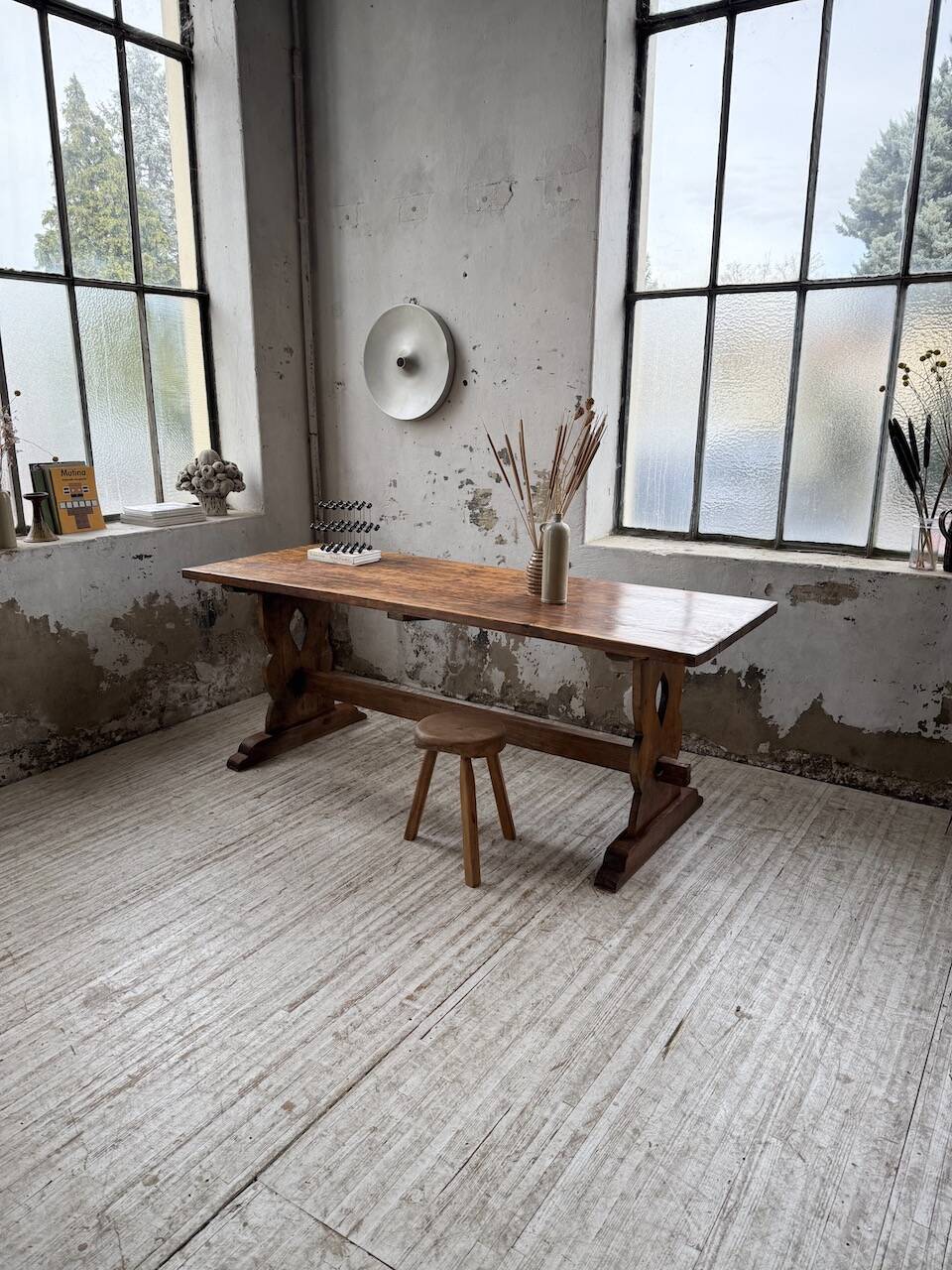 Monastery-style farmhouse table, pine, 210cm