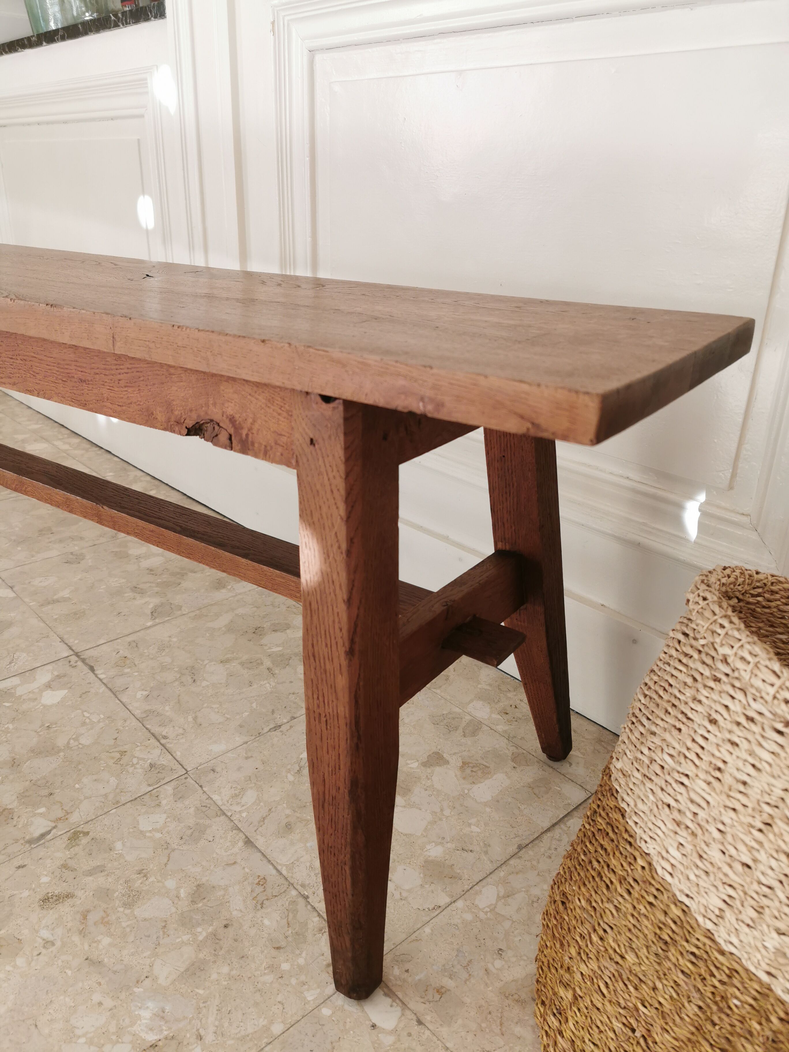 Solid oak compass foot bench