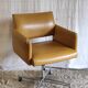 Modernist office armchair in yellow faux leather - 1950s