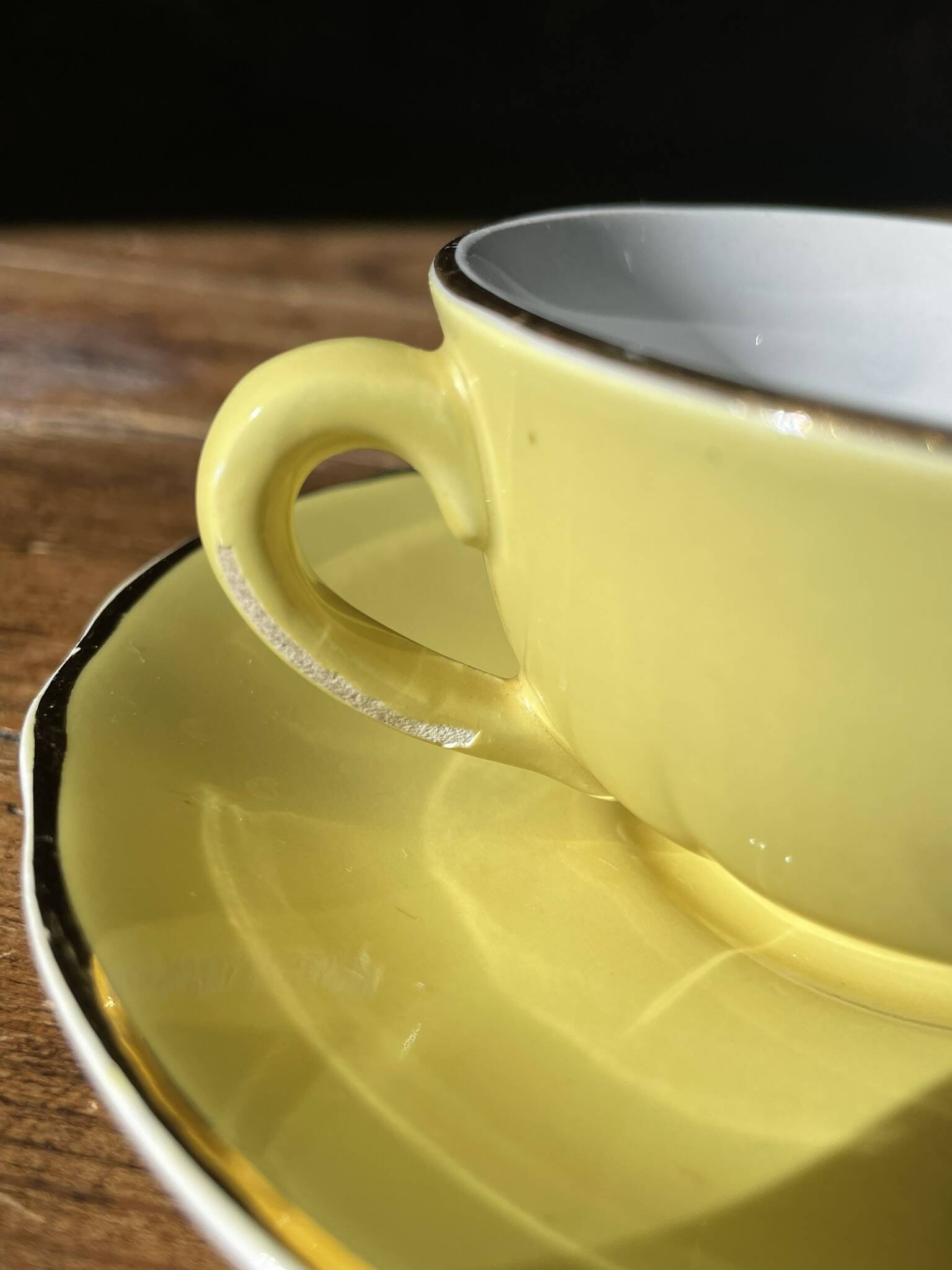 4 KG Lunéville yellow coffee cups