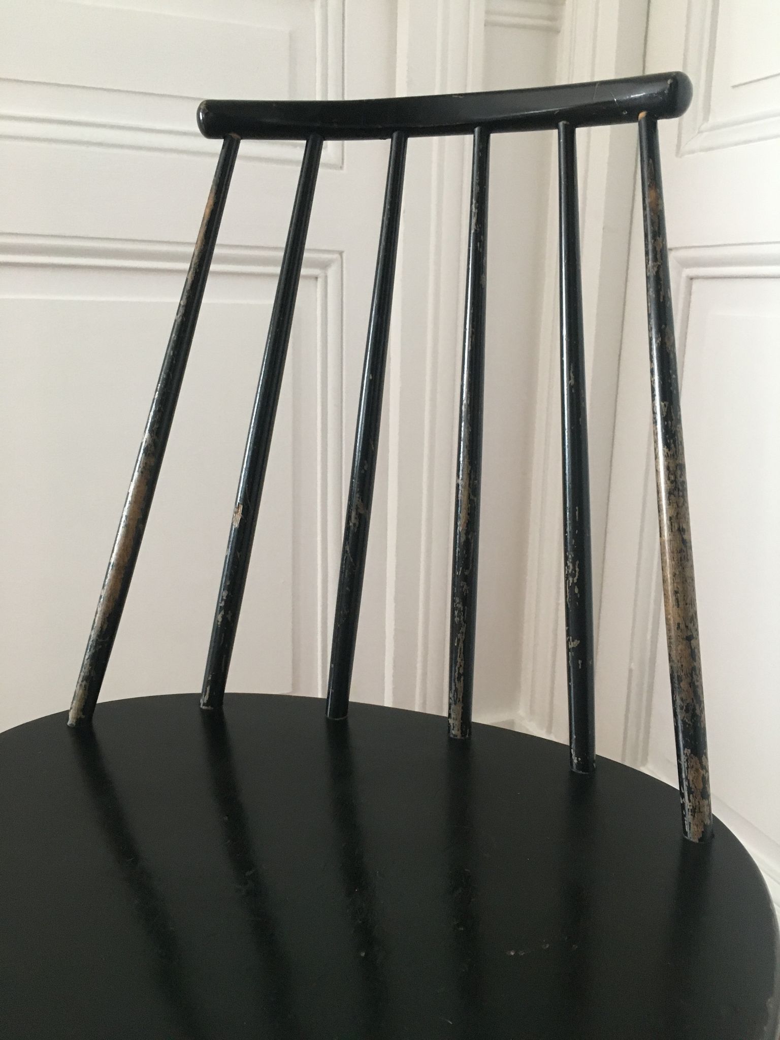 Scandinavian chair Haga Fors Sweden in black laqué wood circa 1950