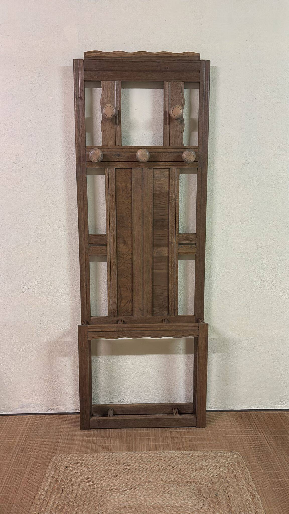 Wall-mounted coat rack in solid wood – Rustic / country chic style