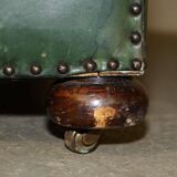 Victorian leather canapé, shield armrests, stamped Maple & Co.