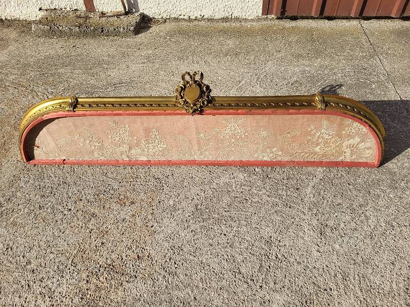 Old bed canopy in yellow copper and bronze