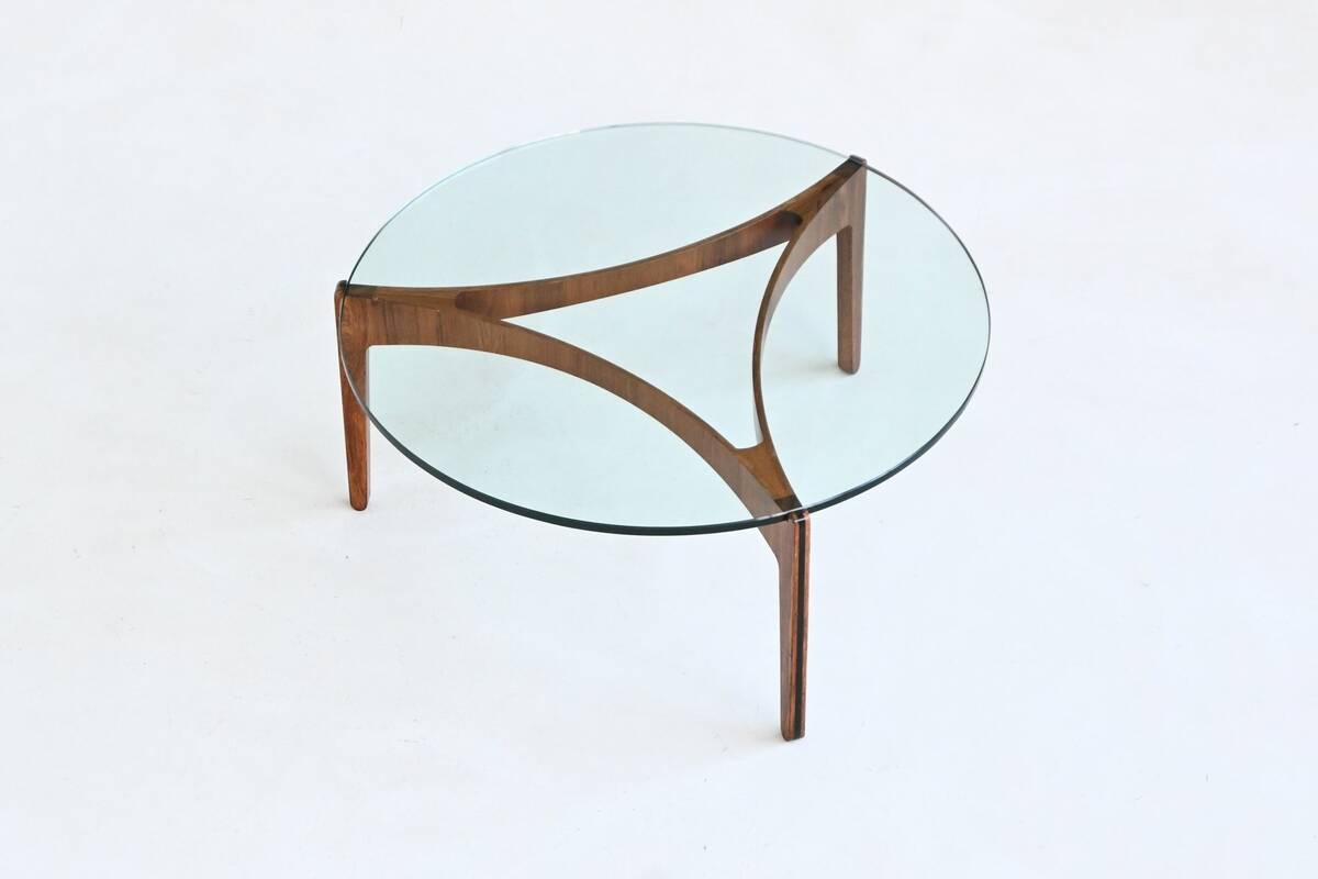 Sven Ellekaer sculptural coffee table rosewood Linneberg Denmark 1962
