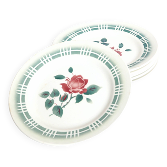 6 assiettes Digoin rosette