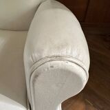 Vintage club chair in cream white leather