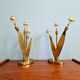 Paire de lampes florales en laiton, Mid-Century, années 1950-60
