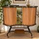 Vintage bar on wheels with tambour doors and painted decor – 1950s.