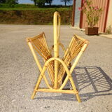 Vintage rattan magazine holder