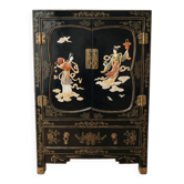 Meuble de rangement chinois vintage laqué noir