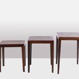 Set of 3 “nesting” tables with “Baca” motif. 1960s.