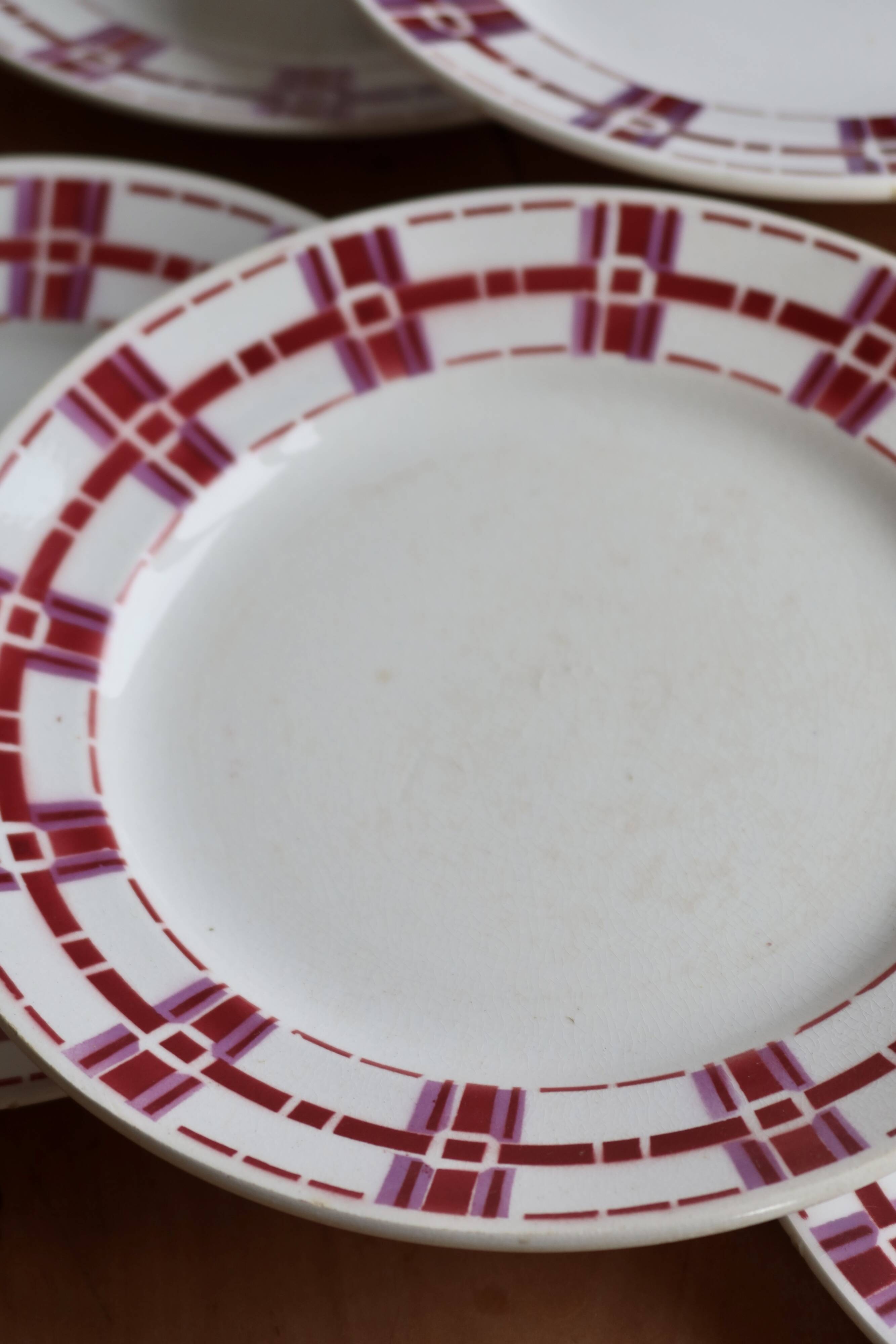 6 vintage ironstone dessert plates Moulins des Loups - Stuar model