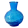 Vintage Small Blue Pressed Glass Vase with Flowers Pattern / Italy / 1960