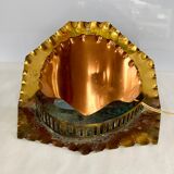 Unique mid century table lamp "fireplace" copper & brass, art deco, vintage light