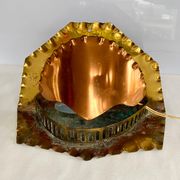 Unique mid century table lamp "fireplace" copper & brass, art deco, vintage light