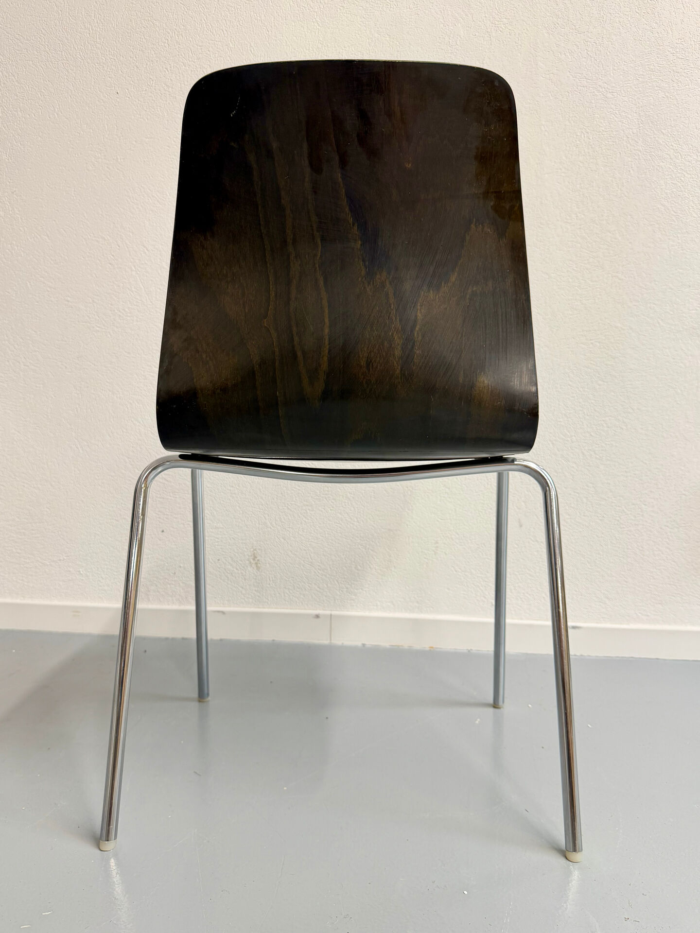 Set of 12 wooden and chrome chairs, Pagholz design from the 80s, vintage Pagwood.