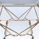 Brass Serving Cart with Glass Shelves, Italy
