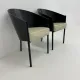Ensemble postmoderne de 2 chaises en cuir, Italie, 1980