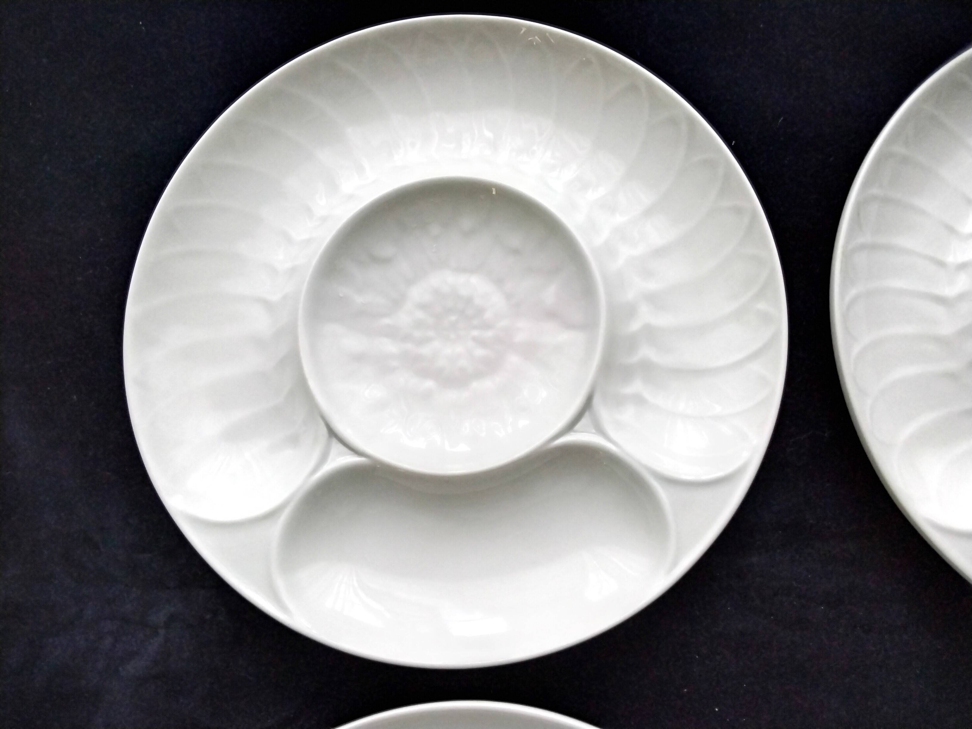 4 L’Hirondelle porcelain artichoke plates from Mehun sur Yèvre