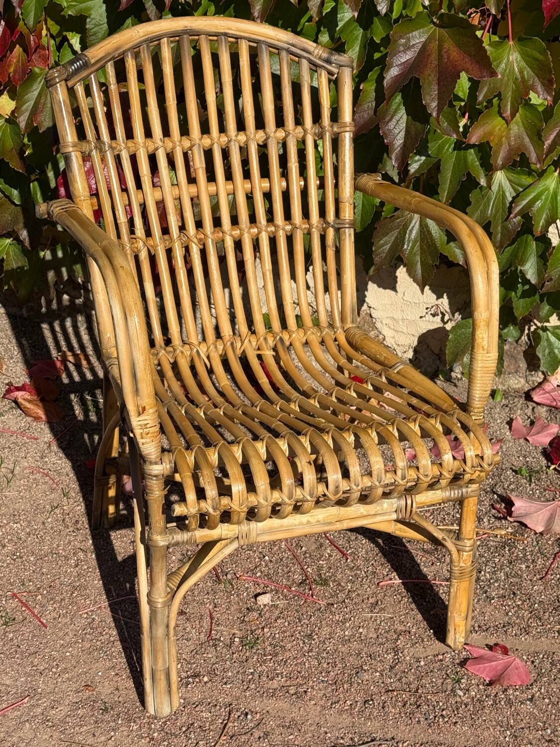 Set of 3 rattan armchairs from the 1970s France