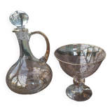 Crystal wine decanter with its cup