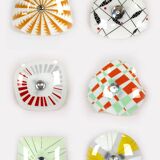 Mid-Century Czech Glass Pendant Lamps with Colorful Decor, 1970s, Set of 6