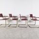 Red leather bauhaus design dining chairs - 1980