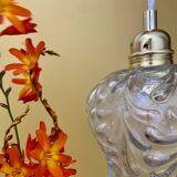 Vintage molded glass globe pendant light