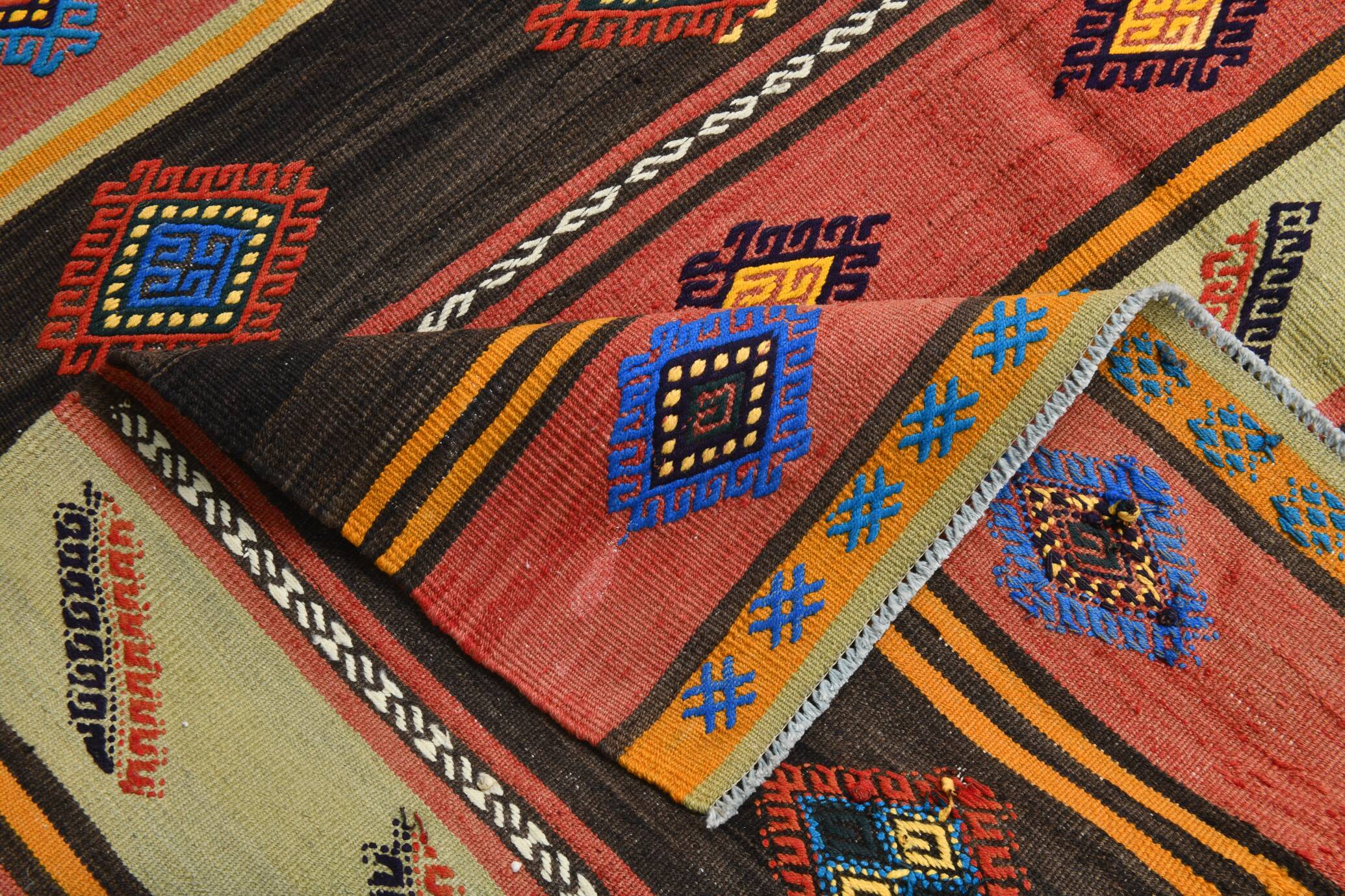 Brick Red Color Kilim Rug, Turkish Kilim Rug, 175x261 Cm