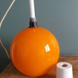70s space age orange glass globe ball pendant light