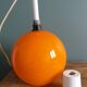 70s space age orange glass globe ball pendant light