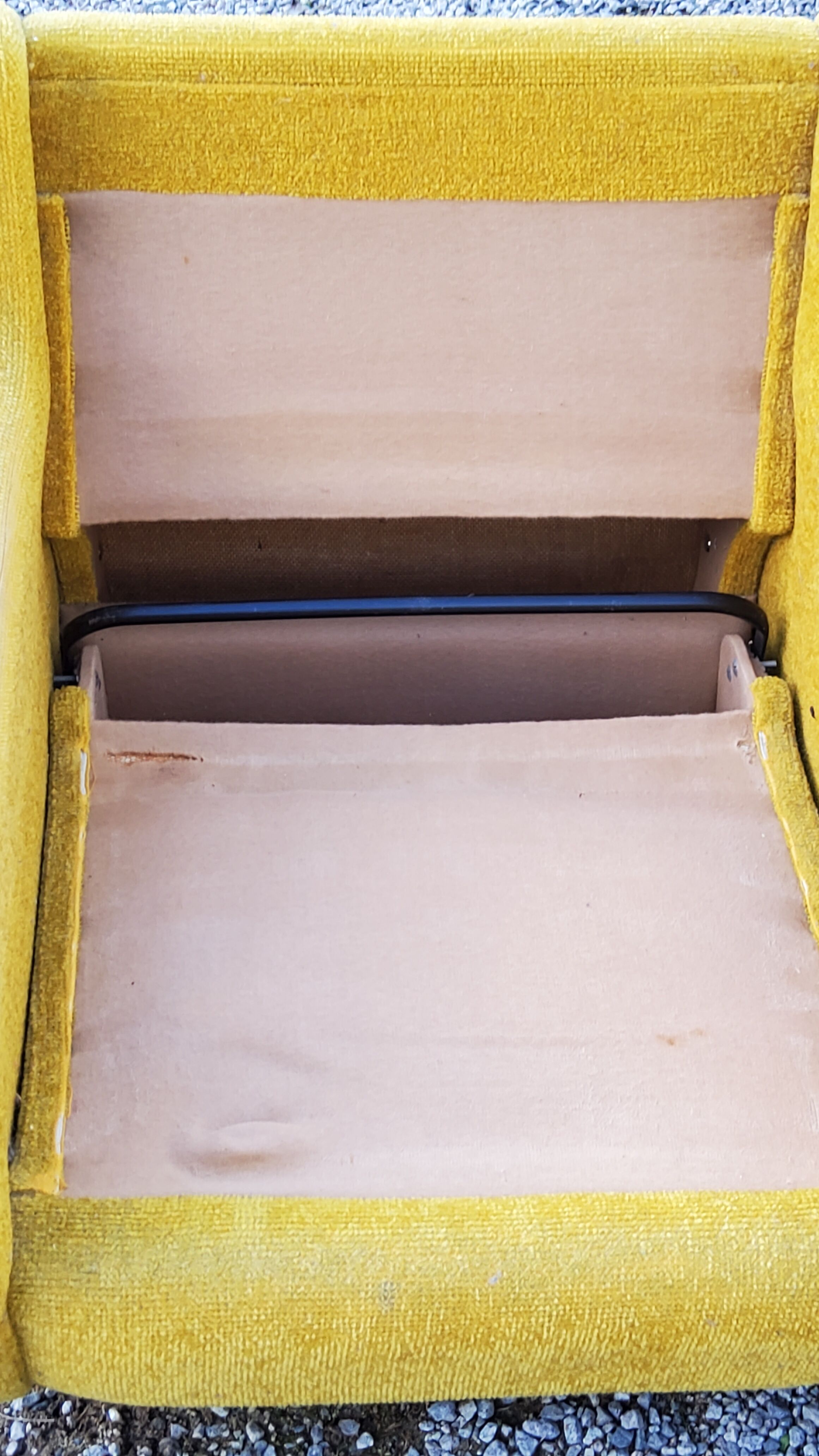 Armchair of the 70s velvet base sleigh in solid mahogany