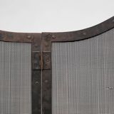 French Art Deco wrought iron fireplace screen with 3 panels